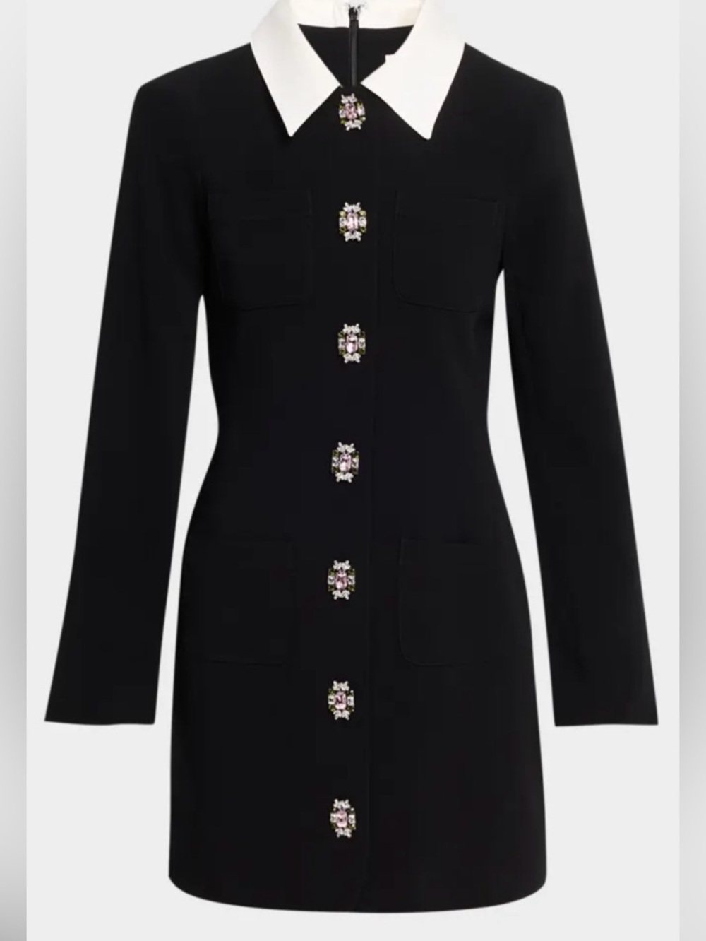 Cinq a Sept Sheryl Tailored Crystal-Button Mini Dress